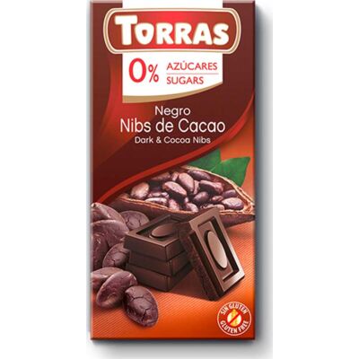 Chocolate negro con pepitas de cacao 75g - Torras Chocolate negro con pepitas de cacao 75g - Torras