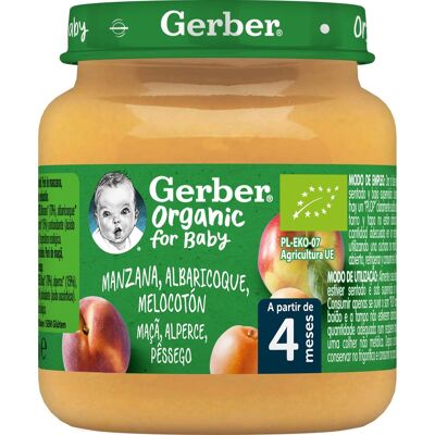 Gerber Tarro Orgánico para Bebés Manzana, Albaricoque y Durazno (125 g) Gerber Tarro Orgánico para Bebés Manzana, Albaricoque y Durazno (125 g)