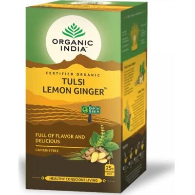 Té de hierbas Tulsi Limón Jengibre Organic India - Alivio del estrés y antioxidantes Té de hierbas Tulsi Limón Jengibre Organic India - Alivio del estrés y antioxidantes
