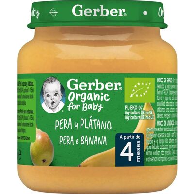 Gerber - Puré Orgánico de Pera y Banana - Pera - Banana - Puré infantil Gerber - Puré Orgánico de Pera y Banana - Pera - Banana - Puré infantil