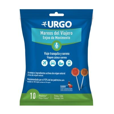 URGO Mareos del Viajero 10 Piruletas sabor Fresa y Cola URGO Mareos del Viajero 10 Piruletas sabor Fresa y Cola