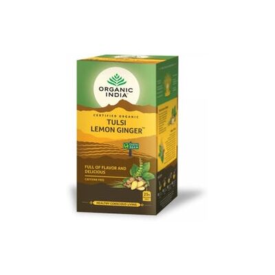 Té de hierbas Tulsi Limón Jengibre Organic India - Alivio del estrés y antioxidantes Té de hierbas Tulsi Limón Jengibre Organic India - Alivio del estrés y antioxidantes