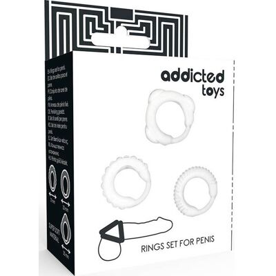 Set de Anillos de Pene Addicted Toys - Flexible, Transparente, 3 Tamaños Set de Anillos de Pene Addicted Toys - Flexible, Transparente, 3 Tamaños