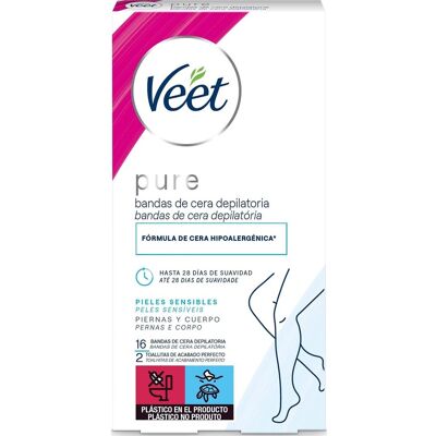 Veet Pure Cera Fría Corporal Piel Sensible Bandas 16uds Veet Pure Cera Fría Corporal Piel Sensible Bandas 16uds