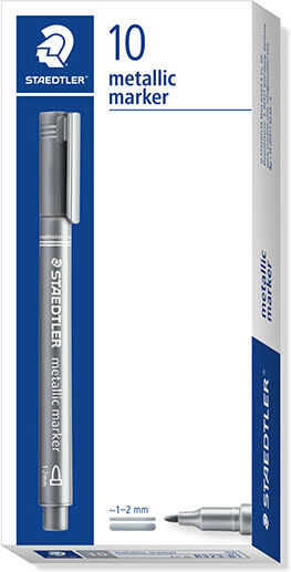 Staedtler Rotulador permanente  metalizado plata 10u