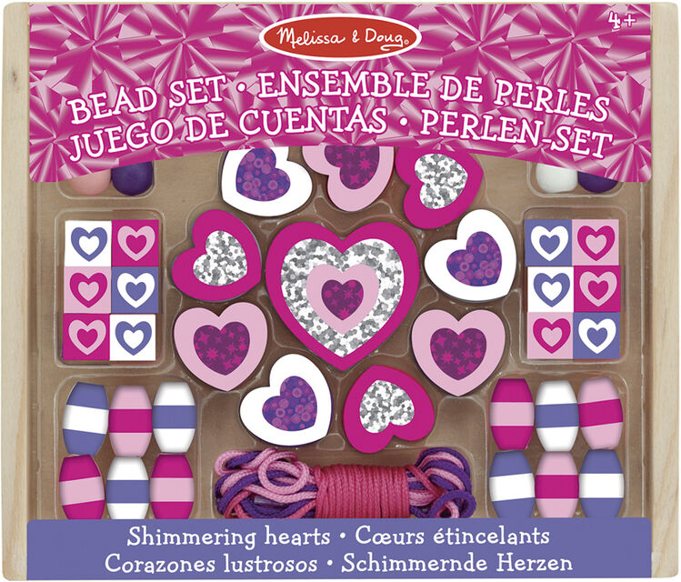 Melissa&Doug Abalorios de madera Corazones 45 peces