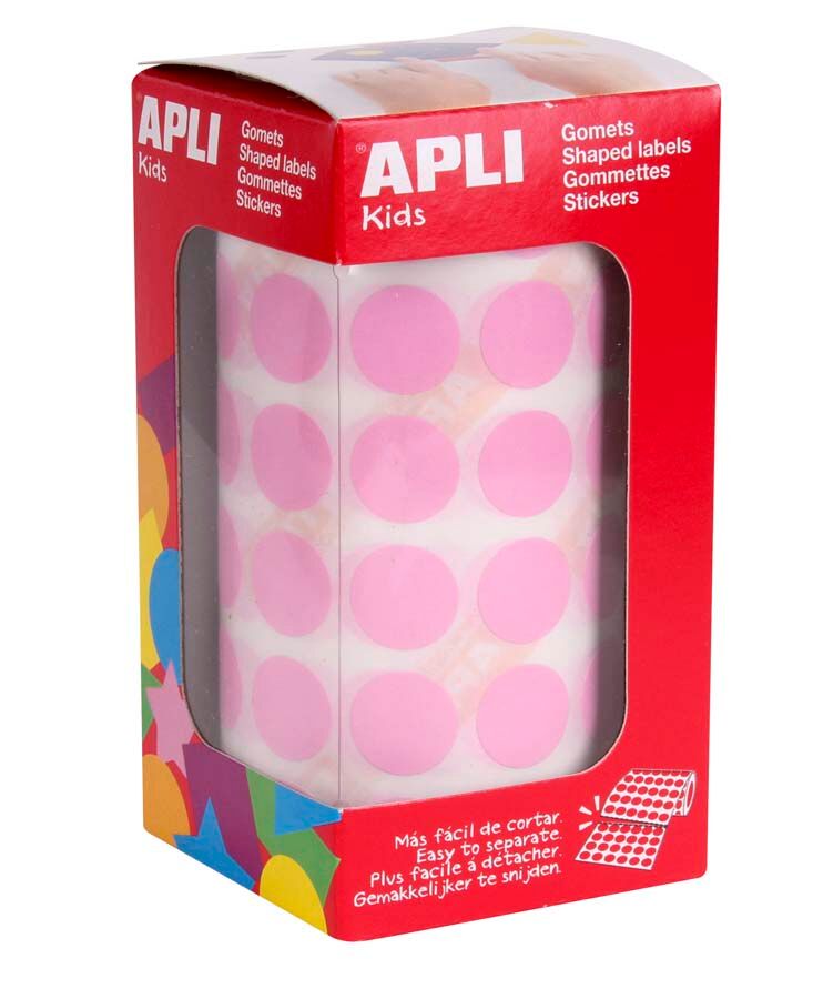 Apli Gomets Círculo medio 15mm rollo rosa