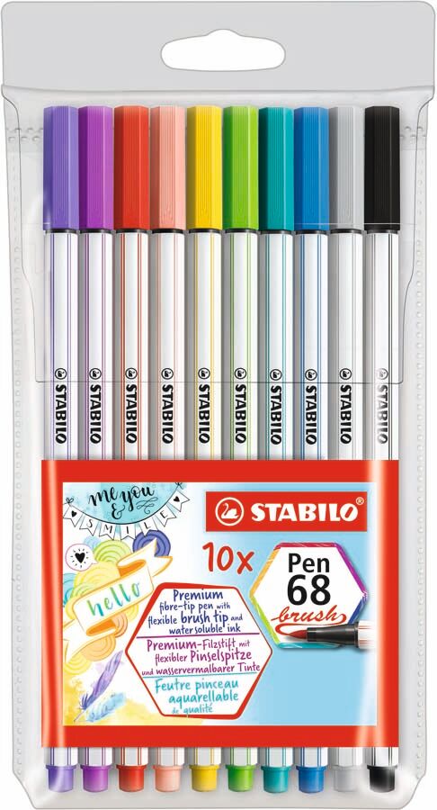 Stabilo Rotuladores  Pen68 Brush 10 colores