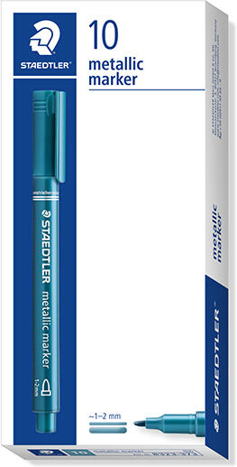 Staedtler Rotulador permanente  metalizado azul 10u