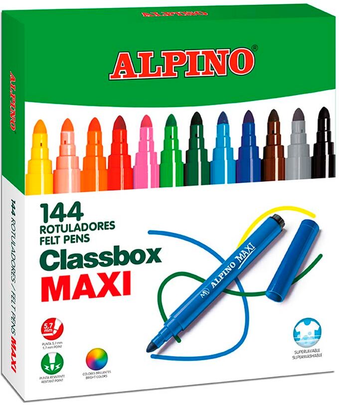 Alpino Rotuladores de colores  Maxi 144u Pack escolar