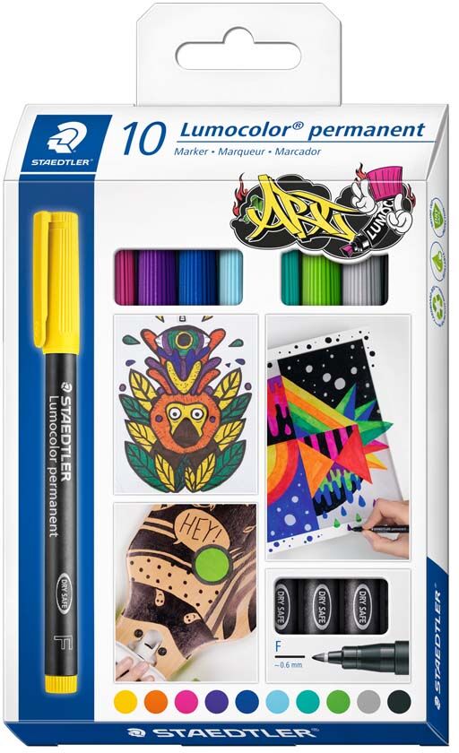 Staedtler Rotuladores Permanentes  Lumocolor Art Punta F 10 colores