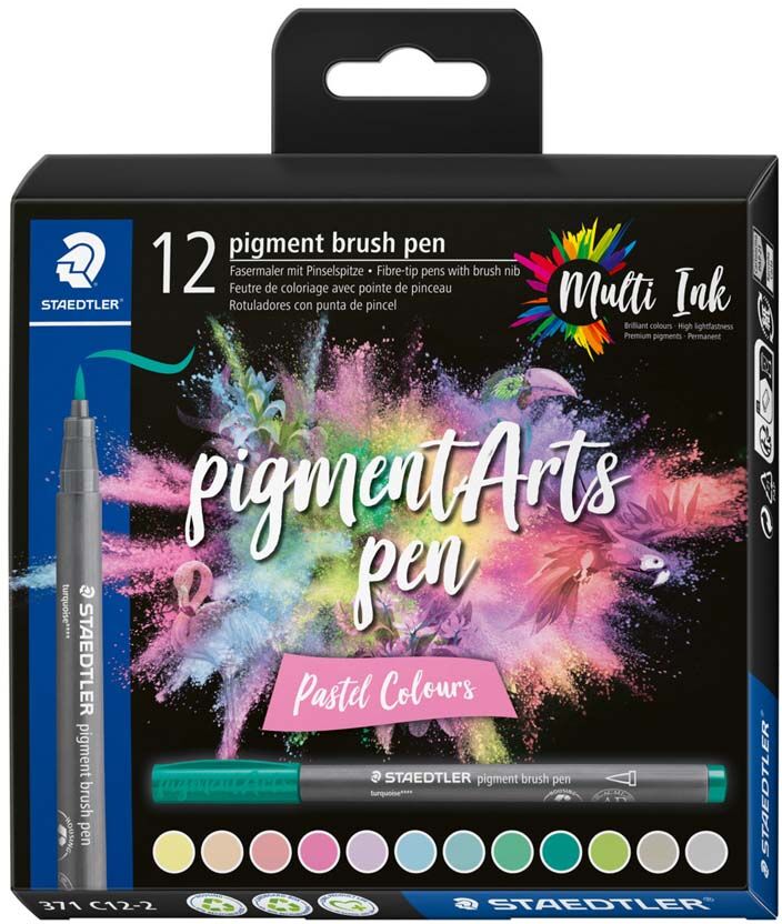 Staedtler Rotuladores pincel  Pigment Arts pastel 12 colores