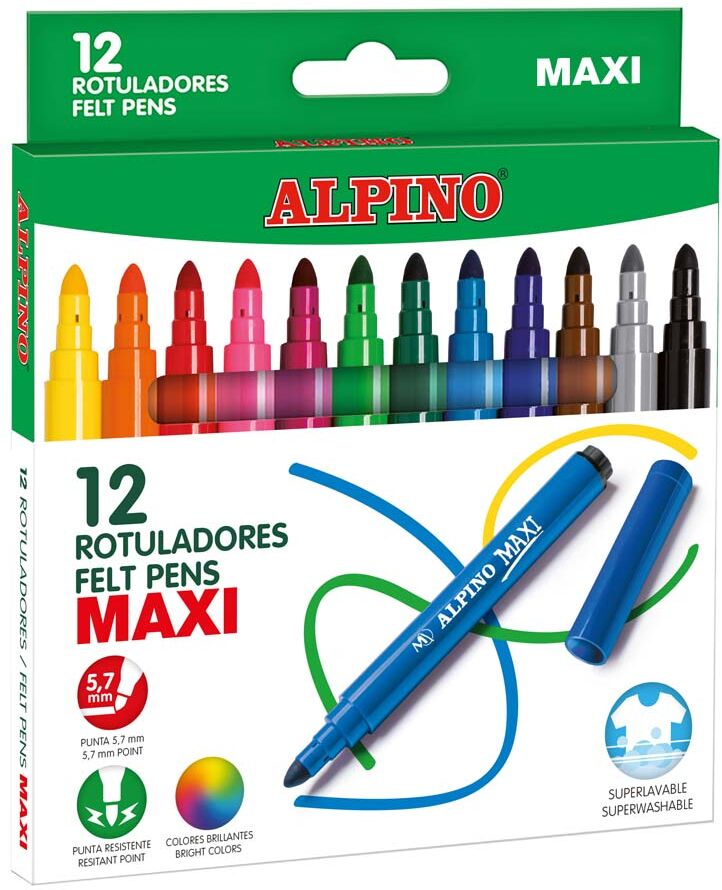 Alpino Rotuladores de colores  Maxi 12u