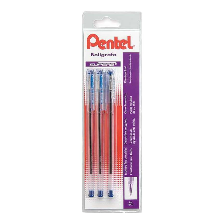 Pentel Bolígrafos  Superball Blau 3 unidades