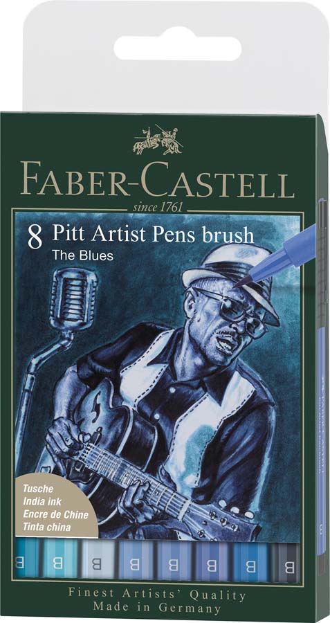 Faber-Castell Pitt Artist Pen  The Blues 8 colas azules