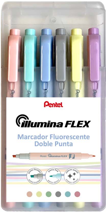 Pentel Marcadores Doble Punta Pastel 6 colores