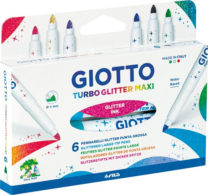 Giotto Estuche de rotuladores  Turbo Glitter Maxi 6 colores