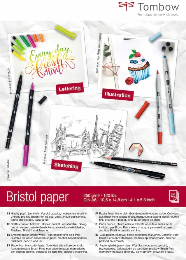 Tombow Bloc papel Bristol Lettering  A6 250g 25 hojas