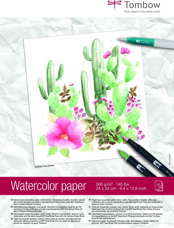 Tombow Papel acuarela 24x32  300g 15 hojas