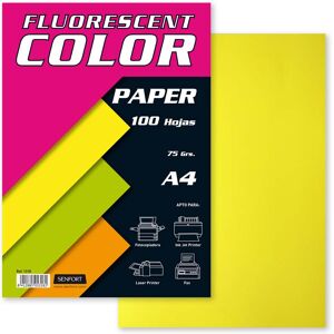 Senfort Papel Fluor  A4 Amarillo 100 Hojas