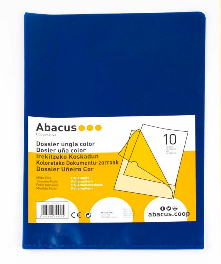 Abacus Dosier con uñero  PP Folio azul 10u