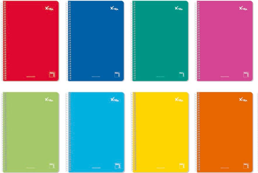 Pacsa Libreta espiral Extra Folio 80 hojas 4x4 colores surtidos