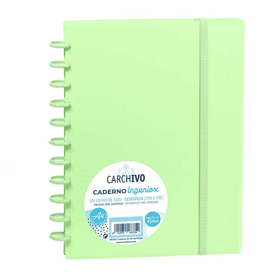 Carchivo Cuaderno Ingeniox A4 100 H Cuadríc Verde Pastel