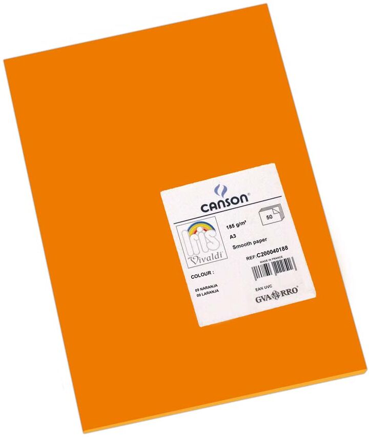 Canson Cartulina  Iris A3 185g naranja 50u