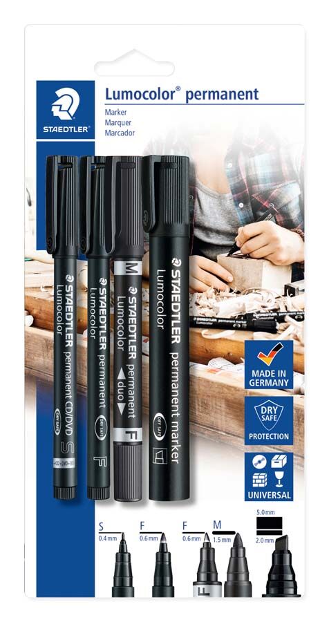 Staedtler Rotuladores permanentes  Lumocolor negro 4u