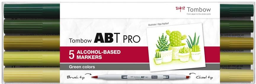 Tombow Rotulador  Abt Pro Dual Brush verdes 5 colores