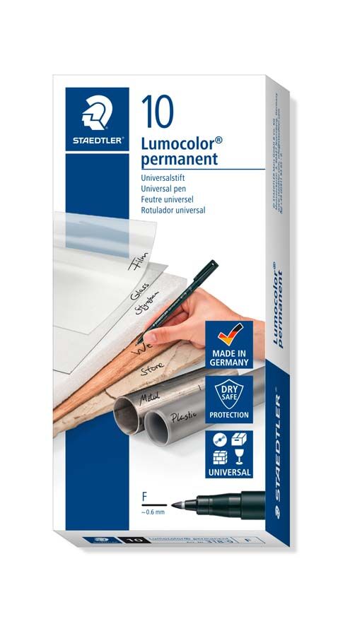 Staedtler Rotulador permanente  Lumocolor punta F negro 10u