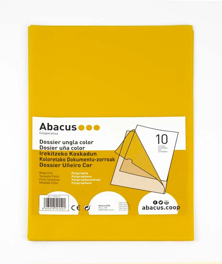 Abacus Dosier con uñero  PP Folio amarillo 10u