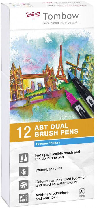 Tombow Rotuladores  Dual Brush primarios 12 colores