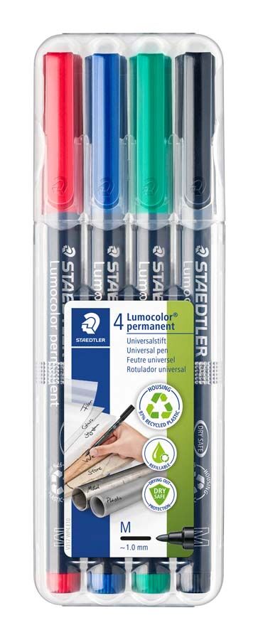 Staedtler Rotulador permanente  Lumocolor punta M 4 colores