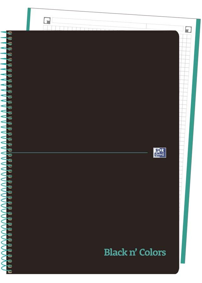 Oxford Notebook1 A4 5X5 80H  Black N'Colours turquesa