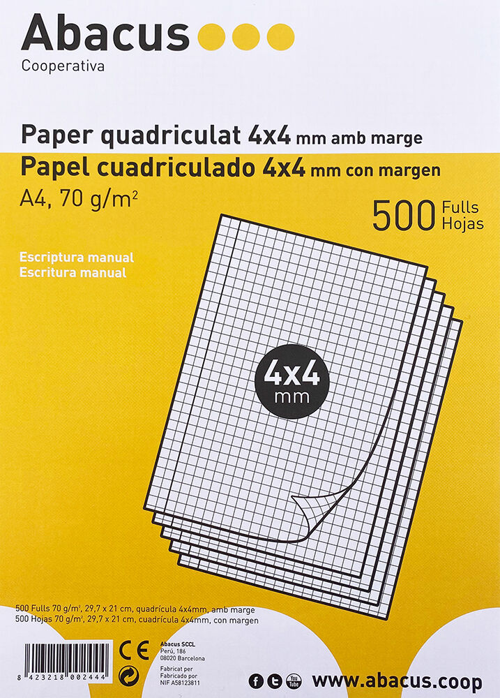 Abacus Papel impreso  A4 4x4 margen 500 hojas