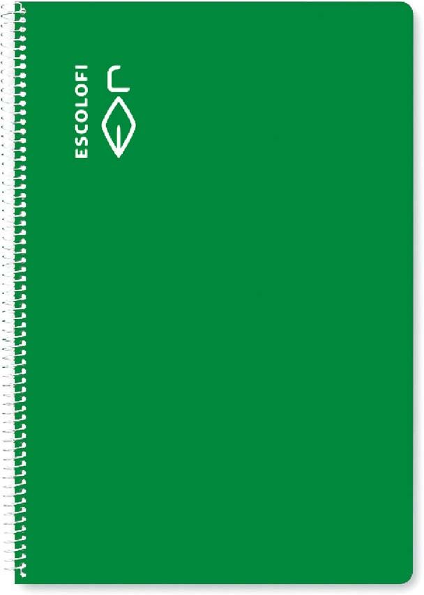 Escolofi Libreta espiral  Folio 50 hojas liso verde