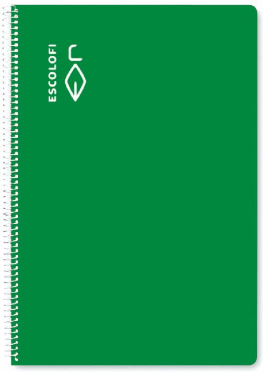 Escolofi Libreta espiral  Foli 50 hojas cuadrícula milimetrada 2x2x16 verde