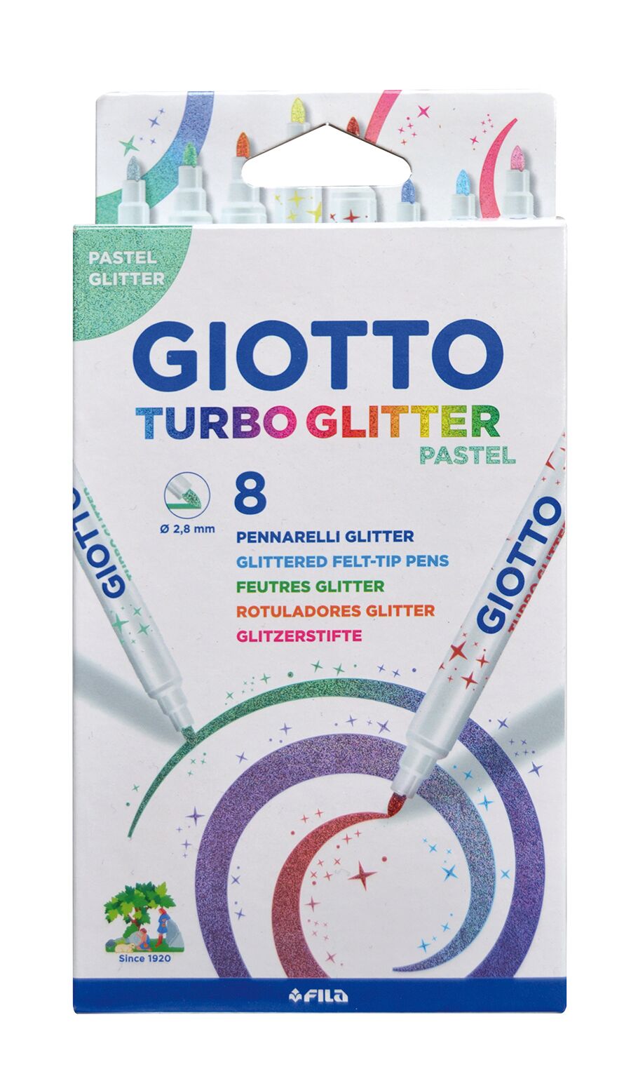 Giotto Estuche de rotuladores  Turbo Glitter Pastel 8 colores
