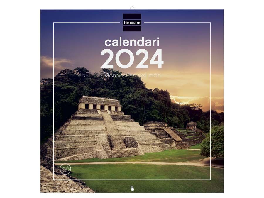 Finocam Calendario pared  30X30 2024 Maravilla Mundo cat