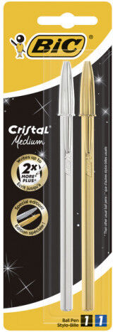 Bic Bolígrafo  Cristal Shine Oro y Plata. 2 u