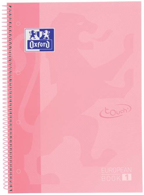 Oxford Notebook  EuropeanBook 1 Touch A4+ 80 hojas 5x5 tapa extradura rosa