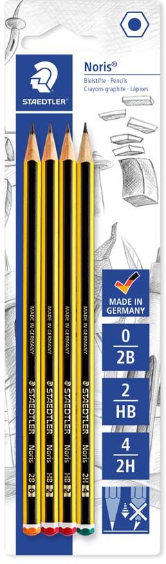 Staedtler Lápiz  Noris HB, 2B y H, 4 unidades