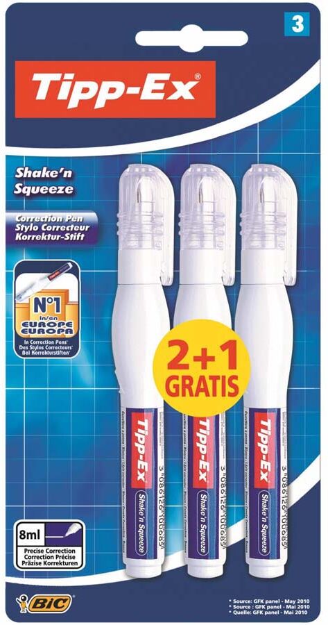 Bic Corrector Tipp-Ex Shake'n Squeeze 2+1u