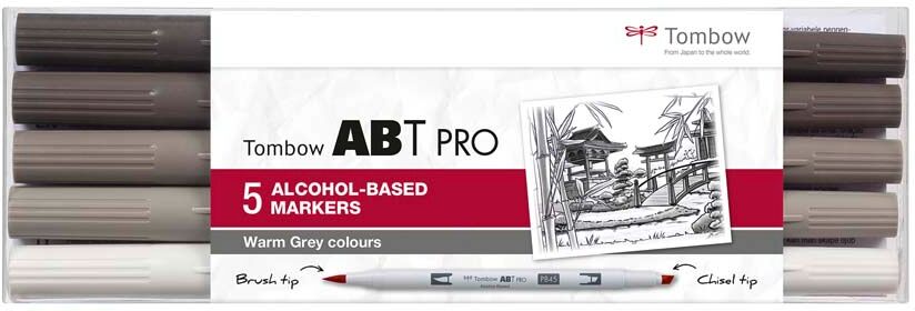 Tombow Rotulador  Abt Pro Dual Brush grises cálidos 5 colores