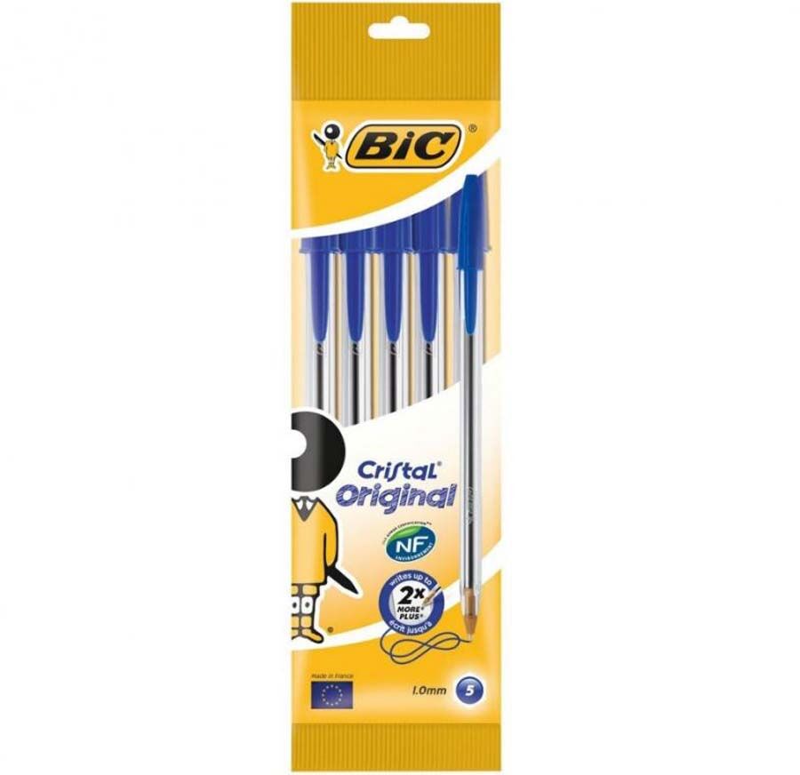 Bic Bolígrafo  Cristal azul 5u