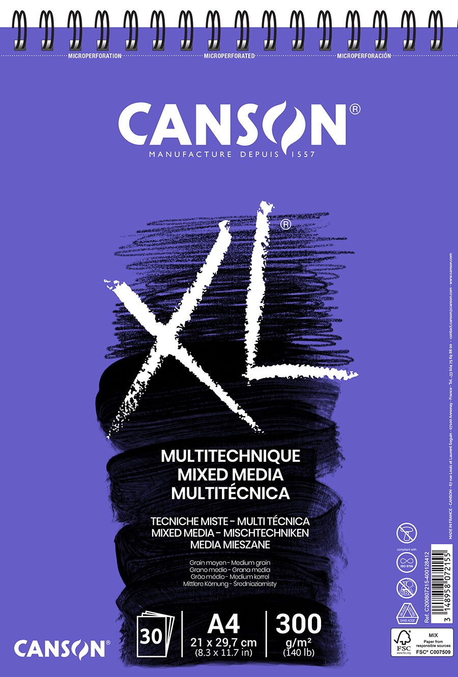 Canson Bloc esbozo  XL Mix Media texturado A4 300g 30 hojas