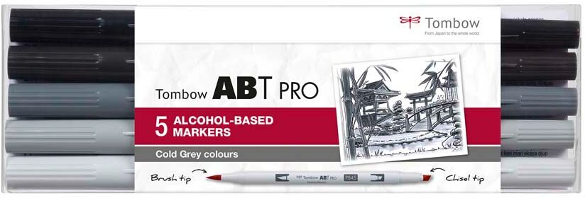 Tombow Rotulador  Abt Proh Dual Brush grises fríos 5 colores