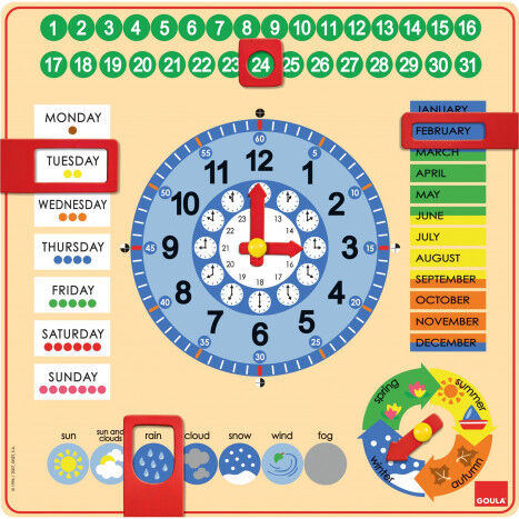 Goula Aprendizaje Reloj calendario inglés