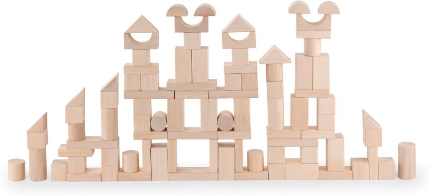 Andreu Toys Bloques de construcción de madera natural 100 piezas